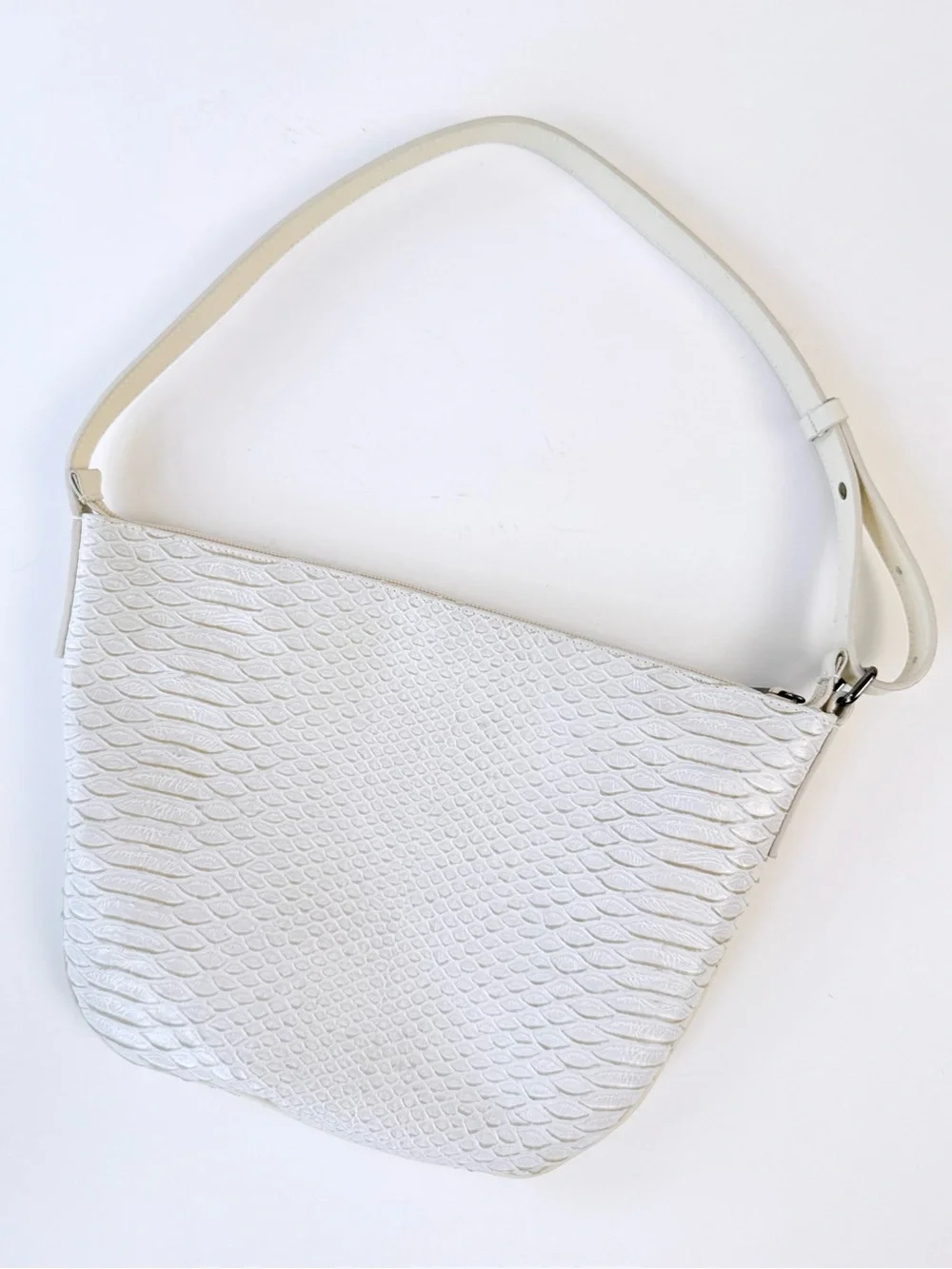 Vintage Furla Python Snakeskin Shoulder Bag White Cream Ivory Leather
